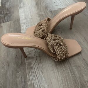 Fashion Nova Beige Gold Braided Heels